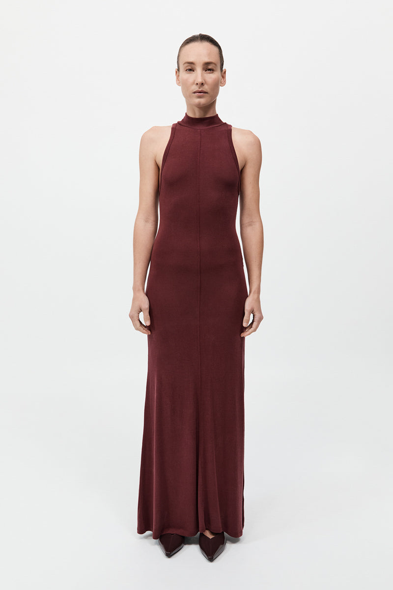 Racer Back Jersey Maxi Dress - Currant