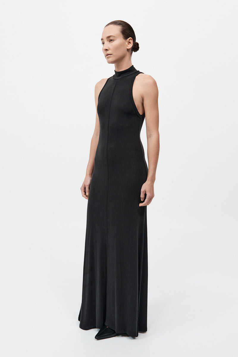 Racer Back Jersey Maxi Dress - Black