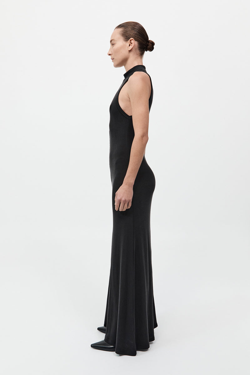 Racer Back Jersey Maxi Dress - Black