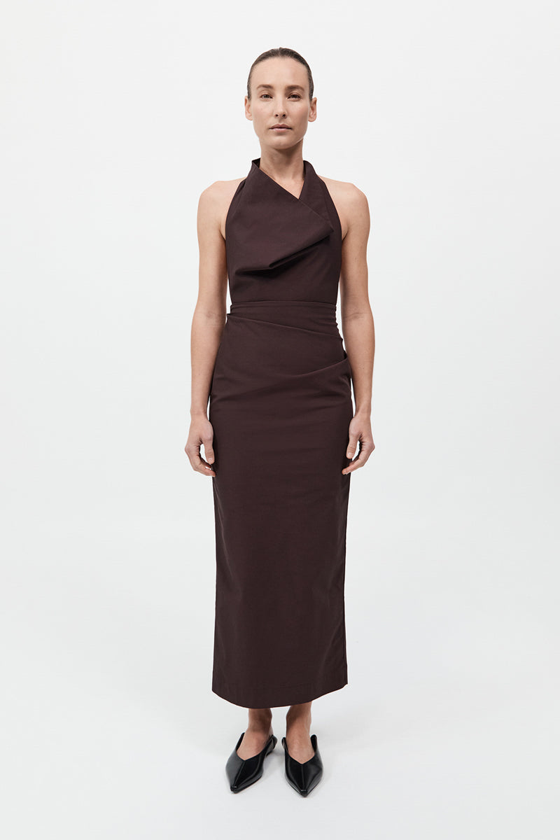 Structural Tie Dress - Port
