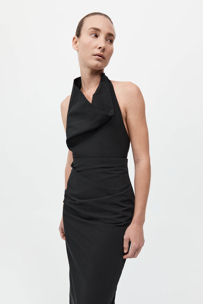 Structural Tie Dress - Black