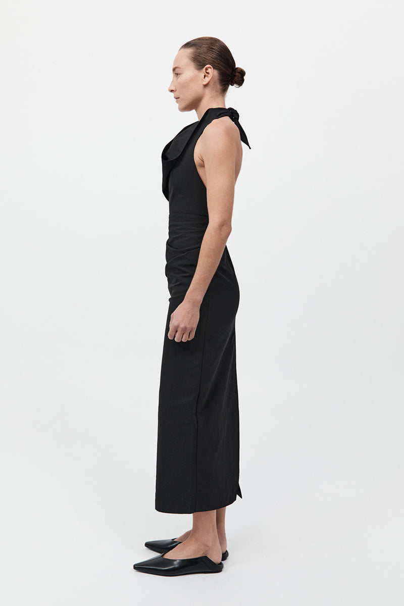 Structural Tie Dress - Black