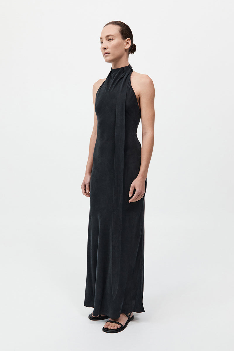 Bias Scarf Dress - Black
