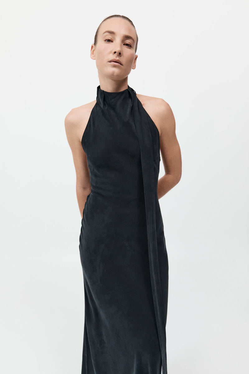 Bias Scarf Dress - Black