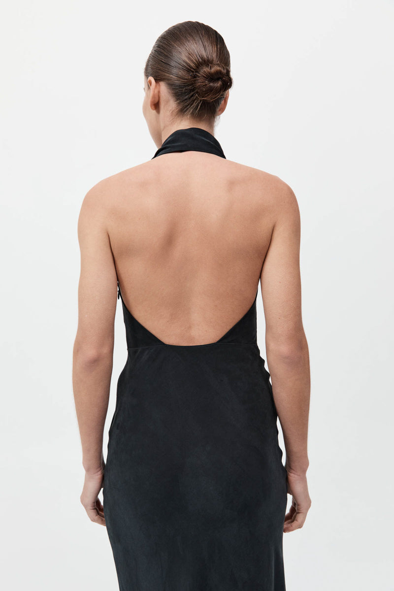 Bias Scarf Dress - Black