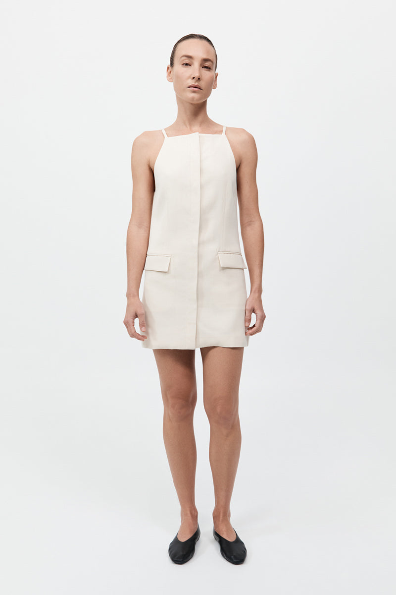 Hybrid Tailored Mini Dress - Off White