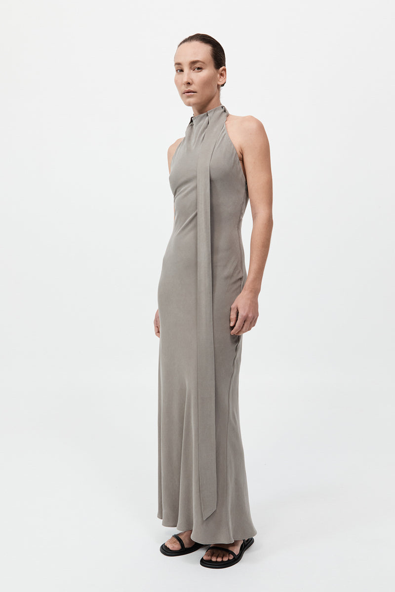 Bias Scarf Dress - Slate