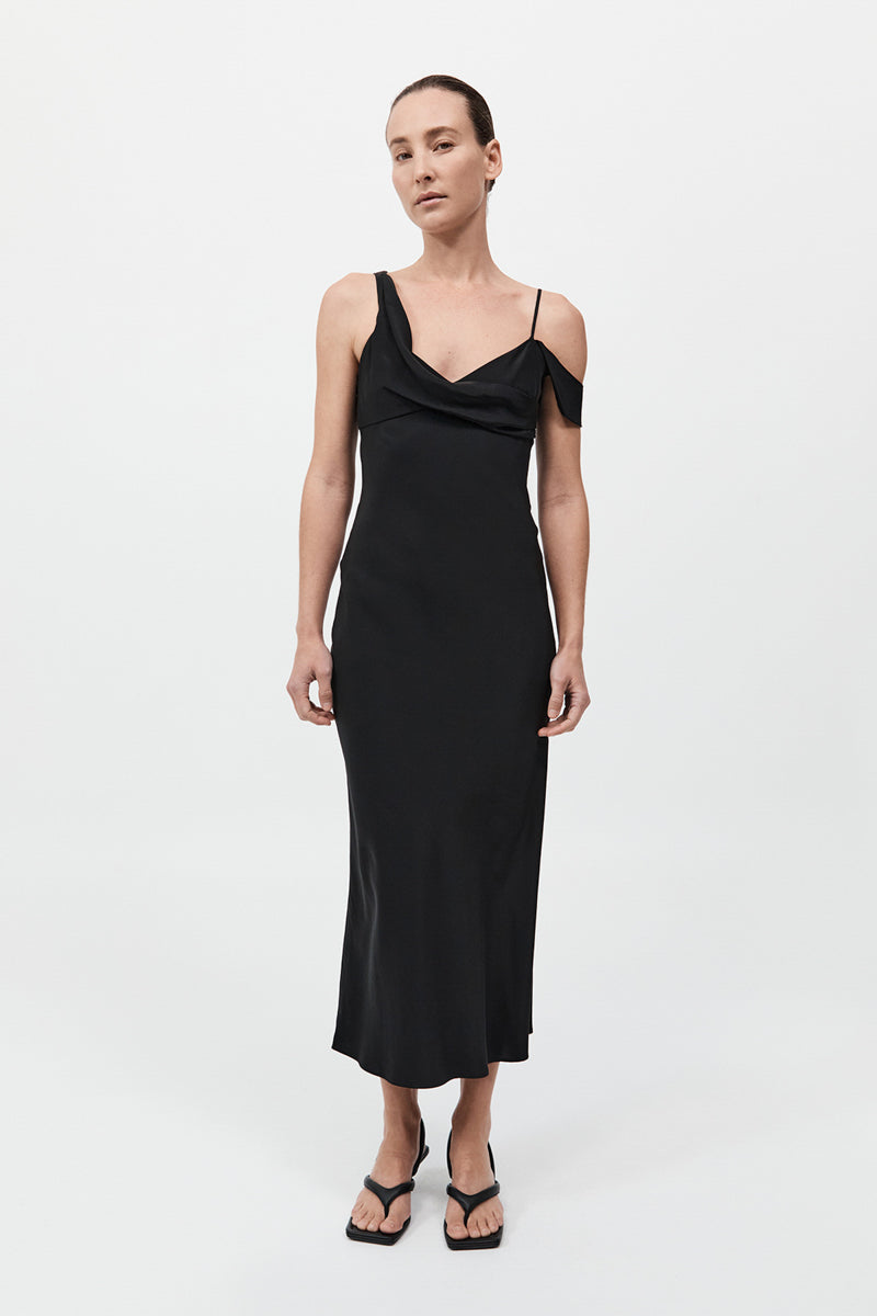 Silk Drape Dress - Black