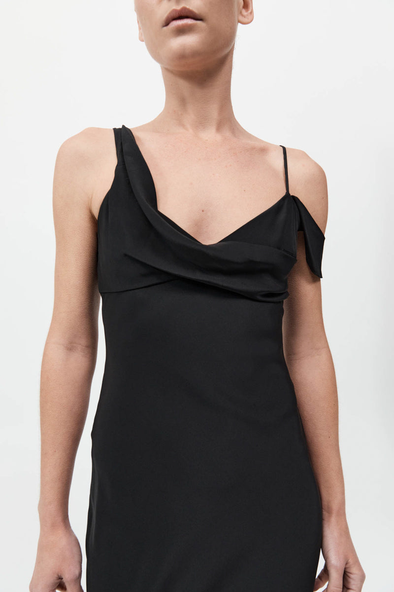 Silk Drape Dress - Black
