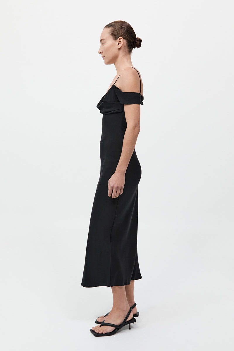 Silk Drape Dress - Black