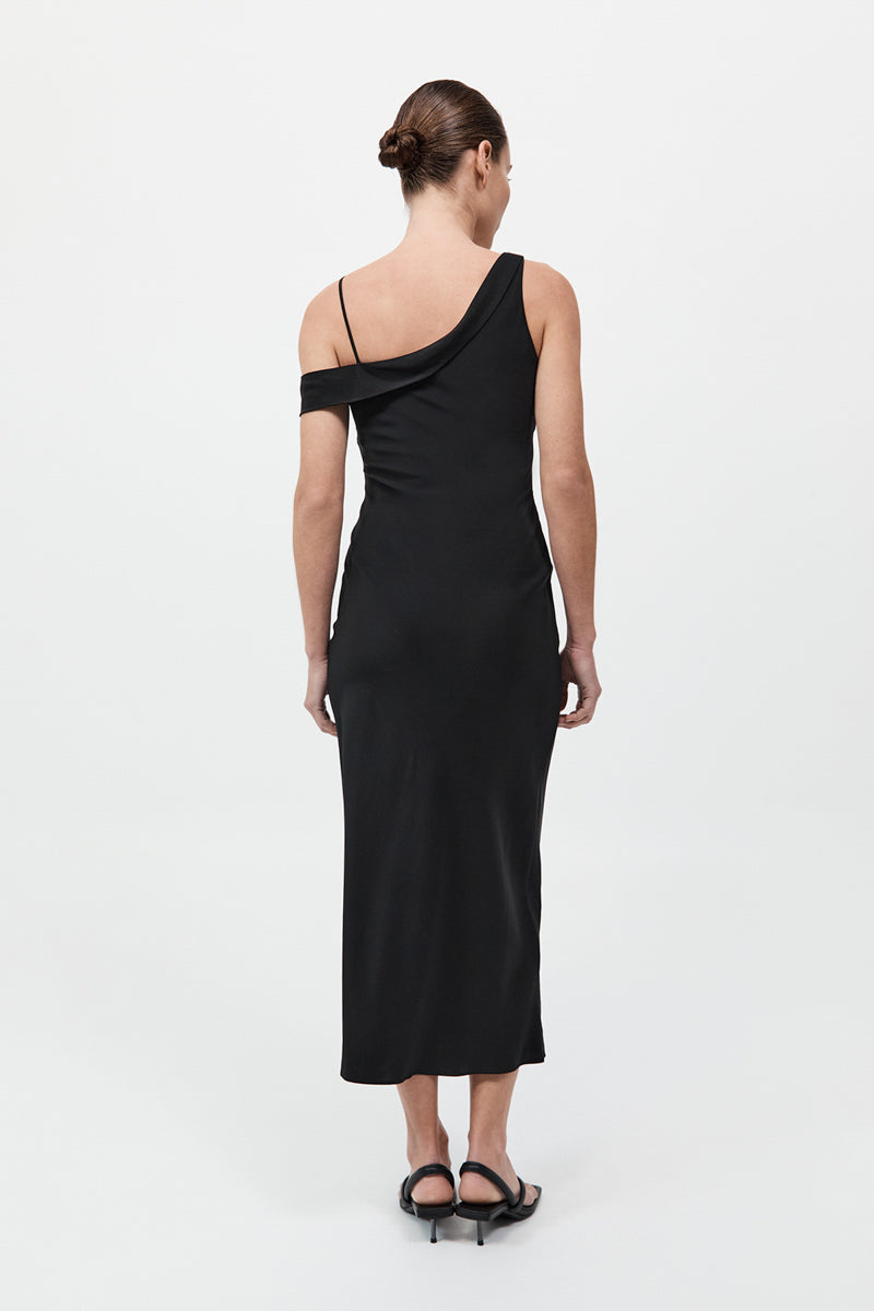 Silk Drape Dress - Black