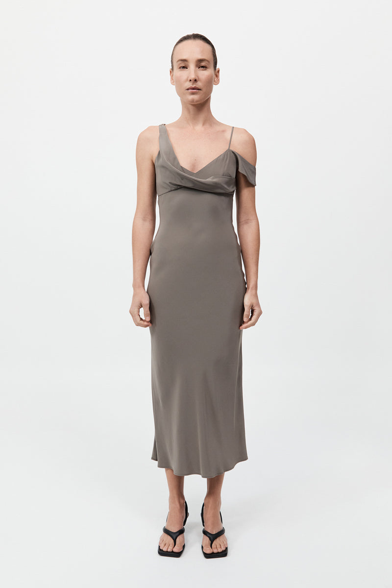 Silk Drape Dress - Slate