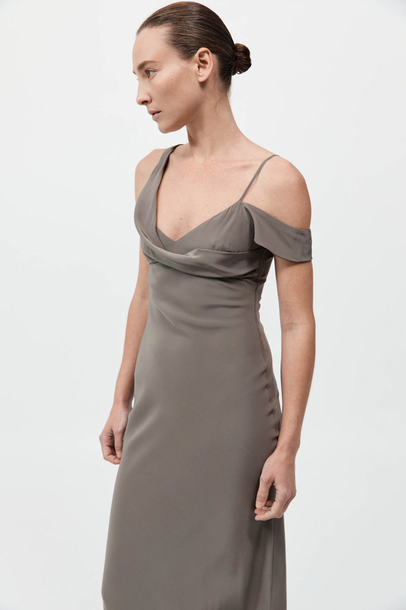 Silk Drape Dress - Slate
