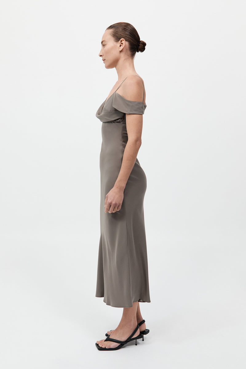 Silk Drape Dress - Slate