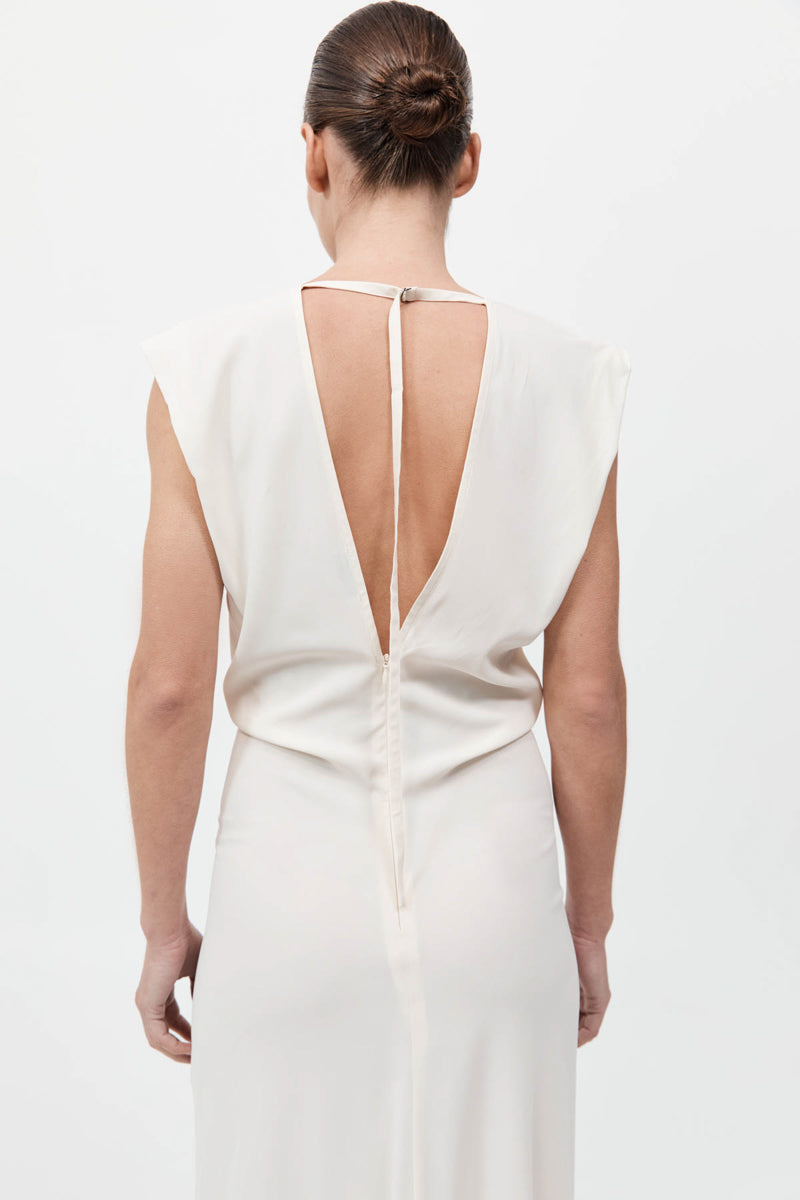 Plunge Drape Dress - Off White