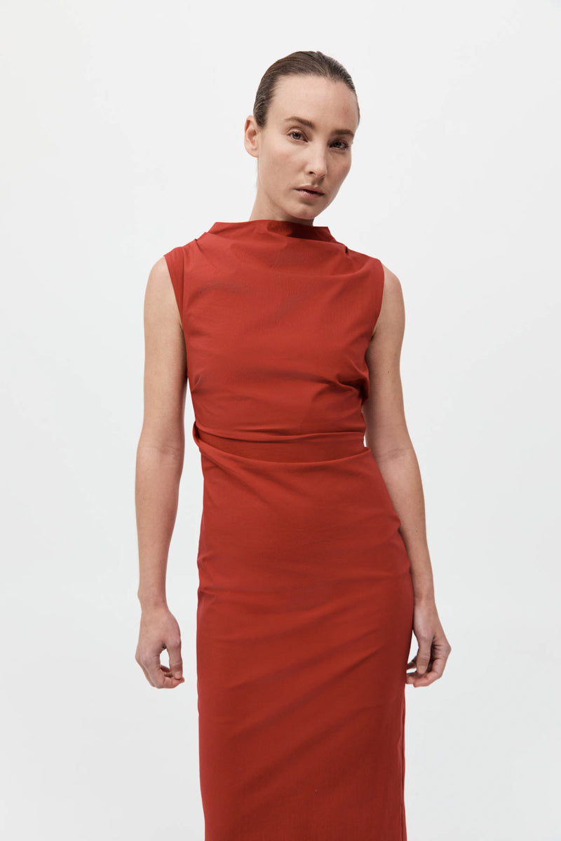 Soft Sculptural Dress - Rosso