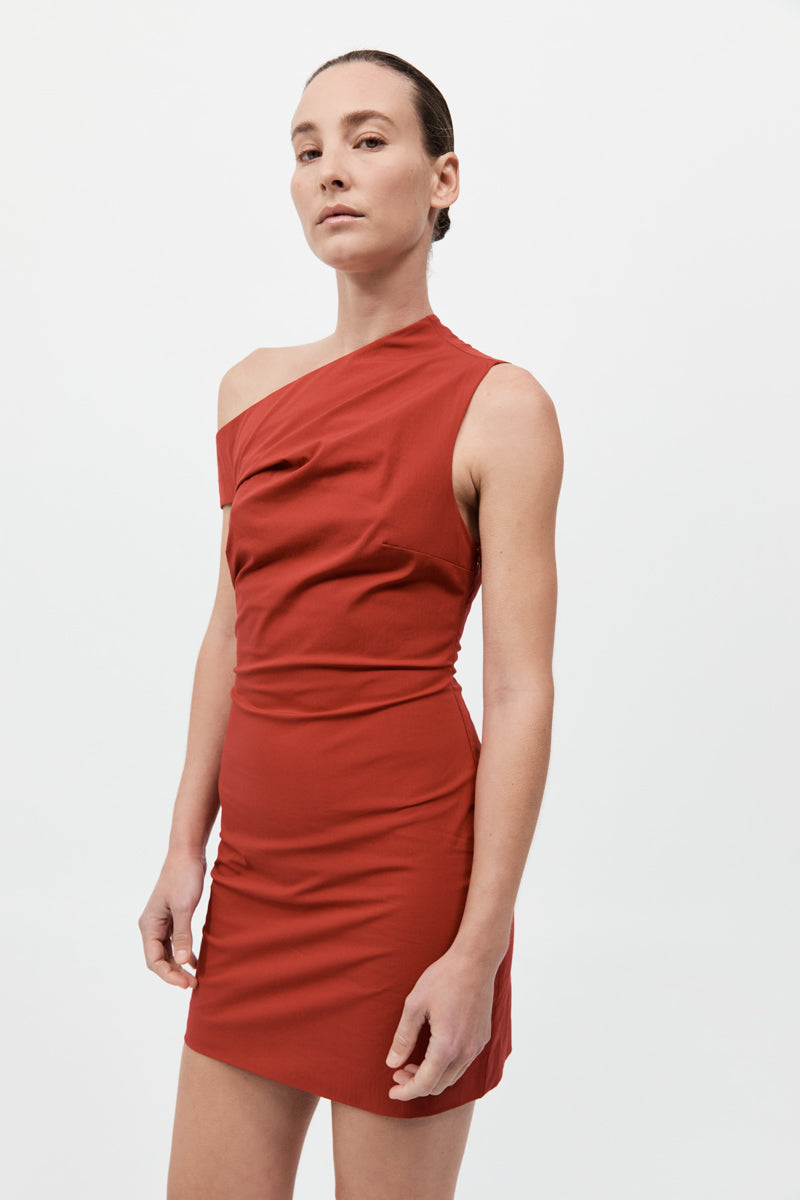 Soft Sculptural Mini Dress - Rosso