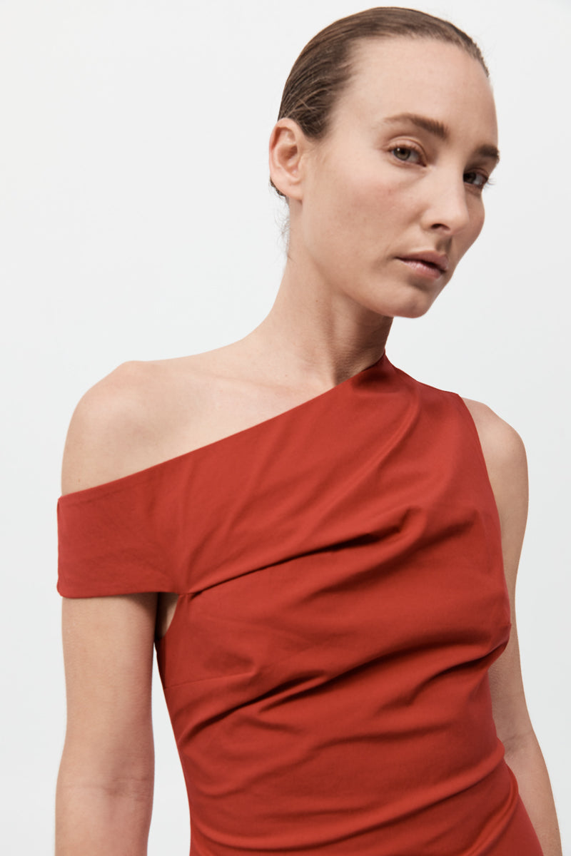 Soft Sculptural Mini Dress - Rosso