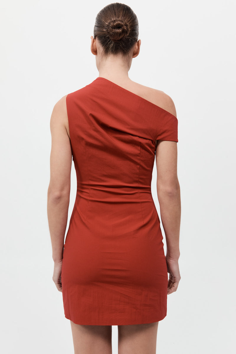Soft Sculptural Mini Dress - Rosso