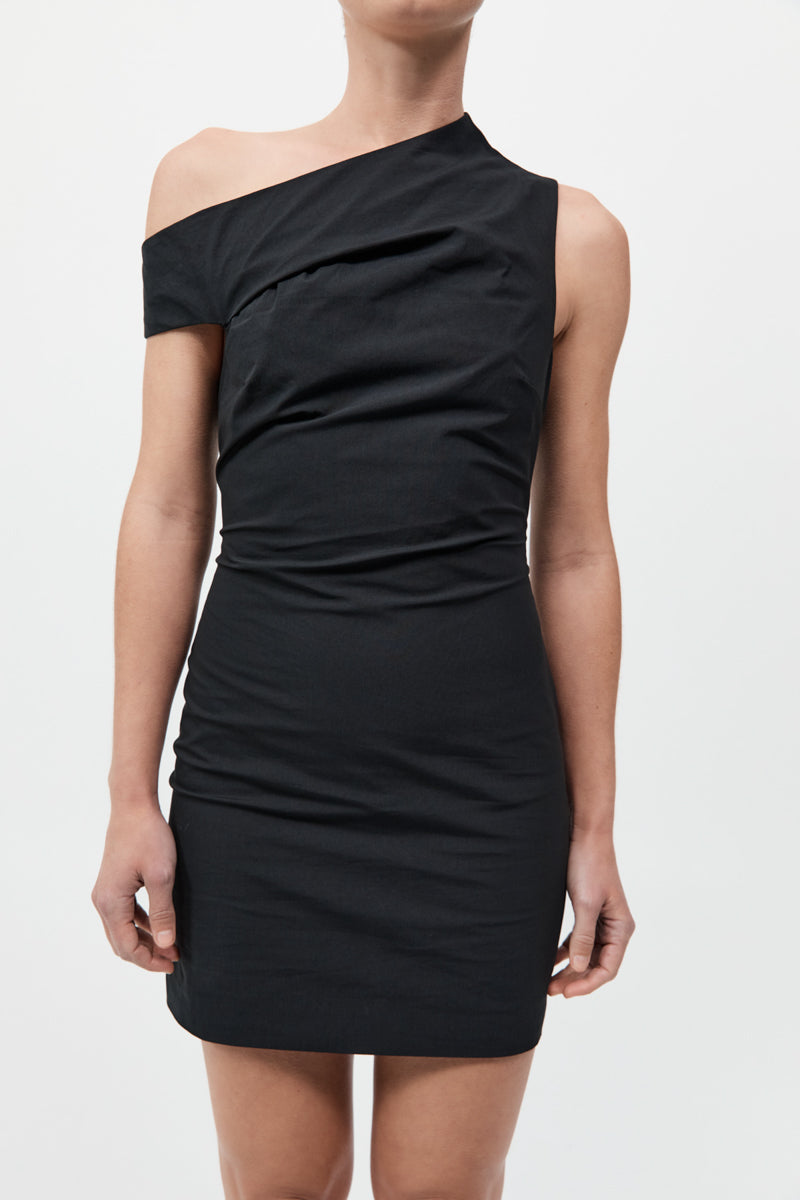 Soft Sculptural Mini Dress - Black