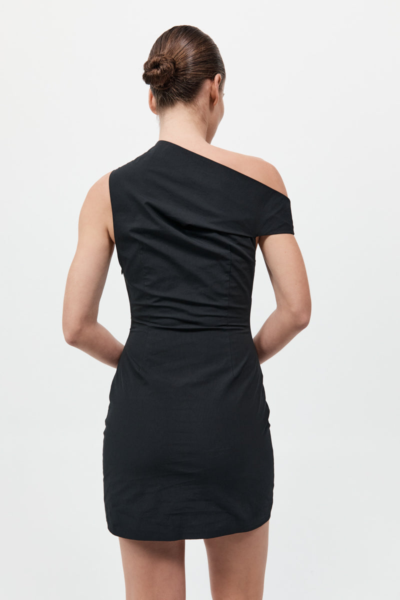 Soft Sculptural Mini Dress - Black