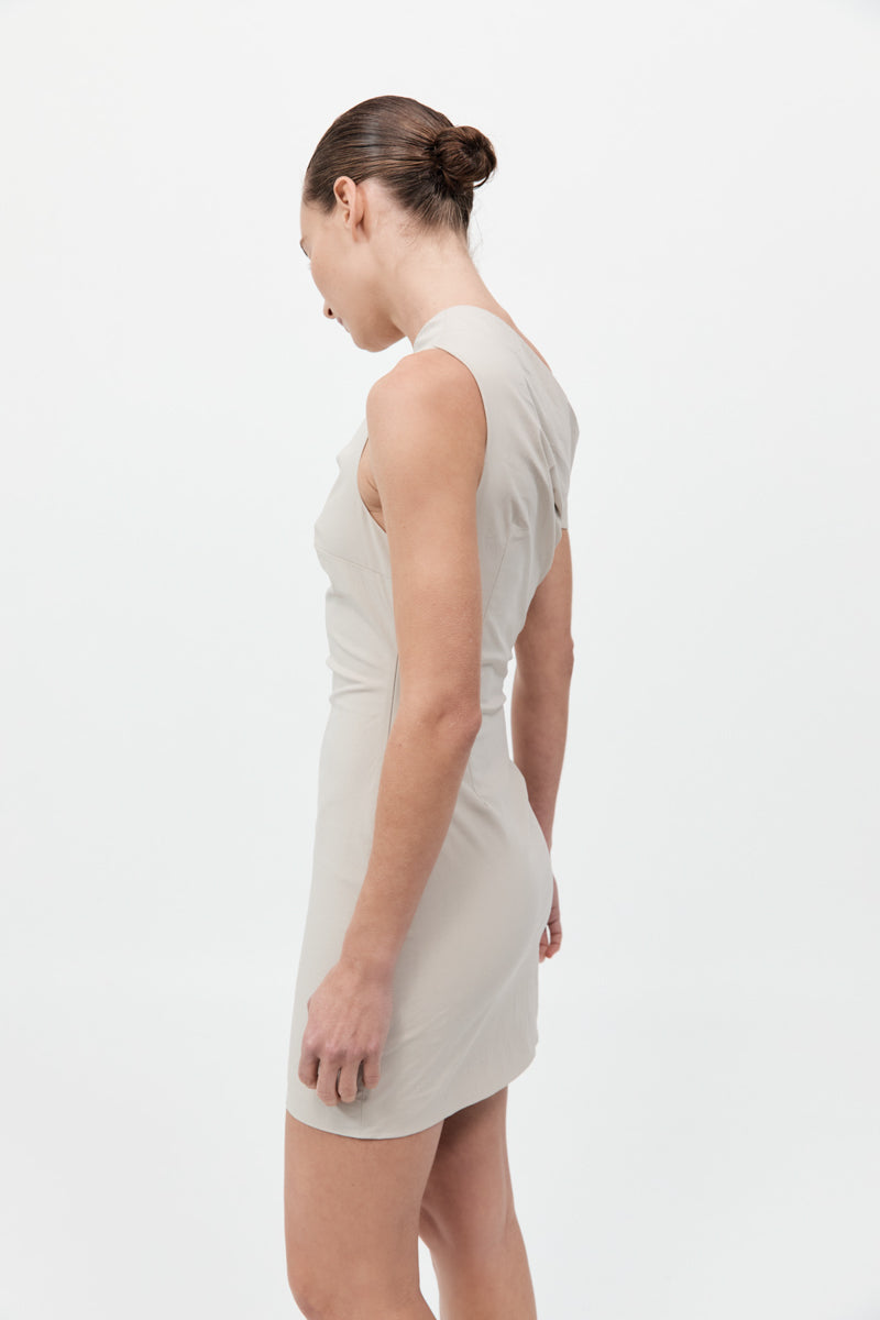 Soft Sculptural Mini Dress - Creme