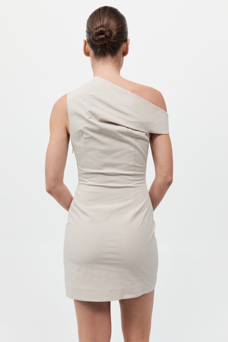 Soft Sculptural Mini Dress - Creme