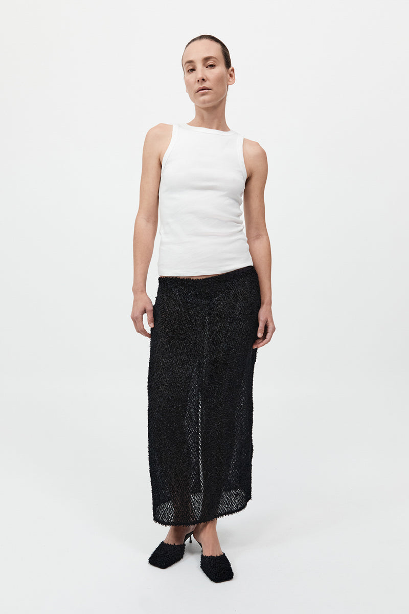 Feathered Silk Skirt - Black