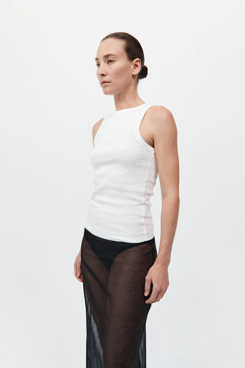 Sheer Leather Trim Skirt - Black