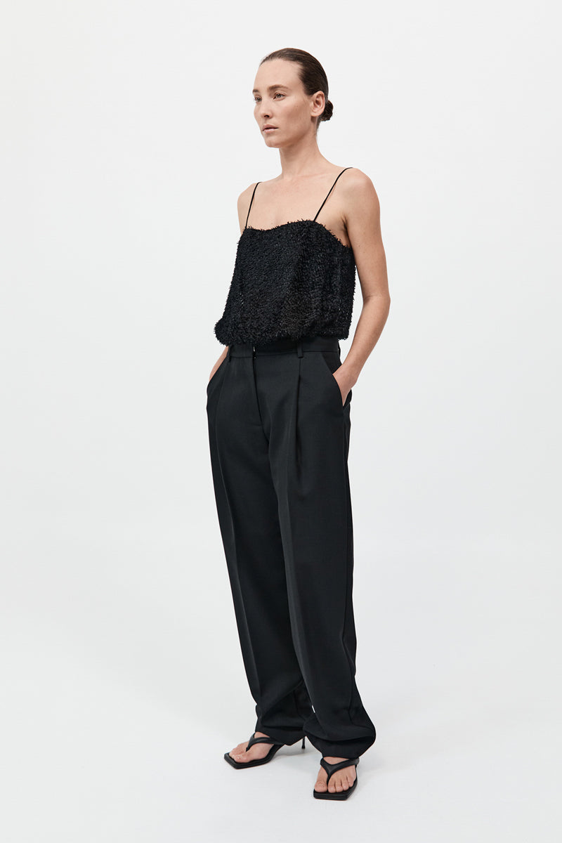 Tailored Pleat Pants - Black