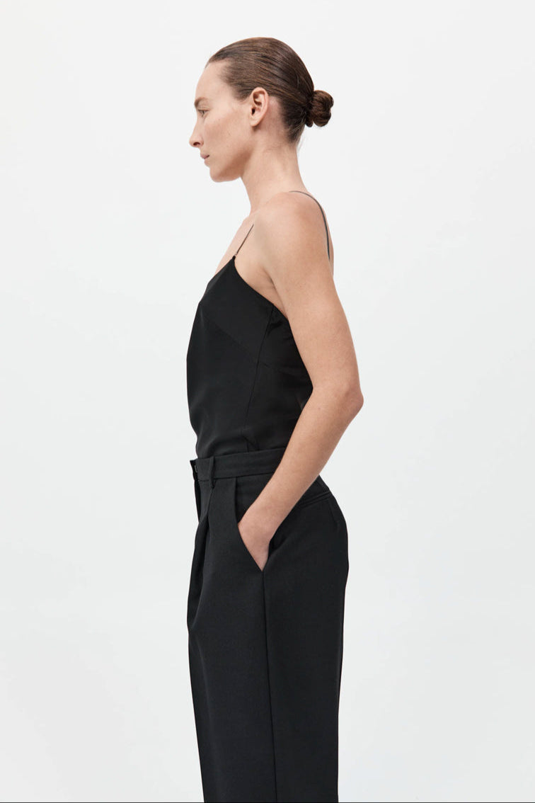 Fine Chain Silk Cami - Black