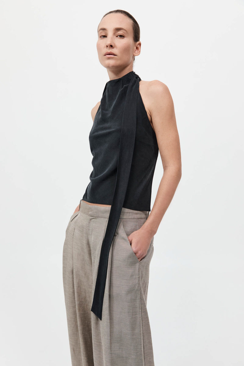 Bias Scarf Top - Black