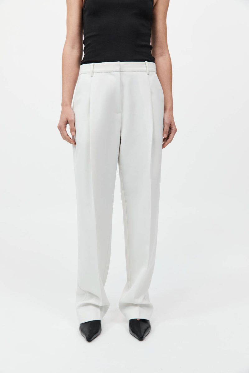 Tailored Pleat Pants - White
