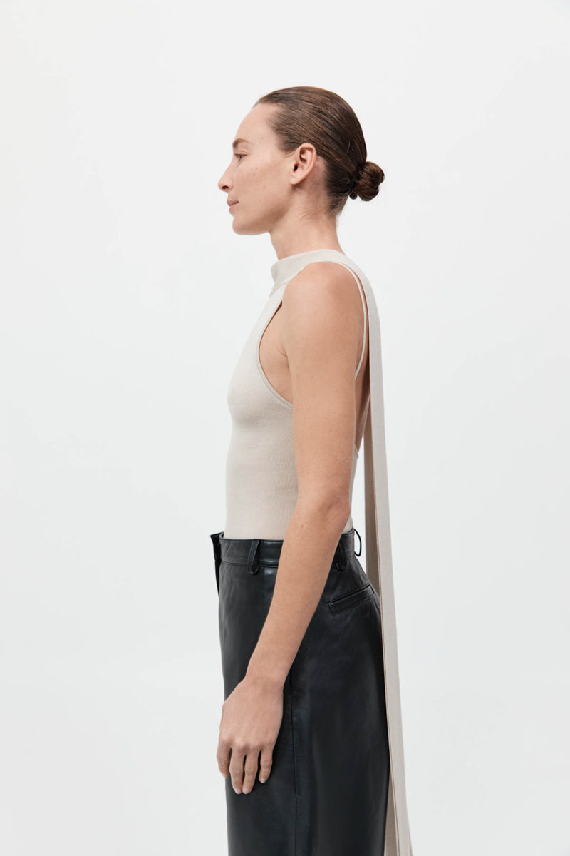Knit Scarf Top - Creme