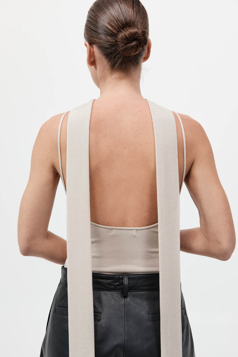 Knit Scarf Top - Creme
