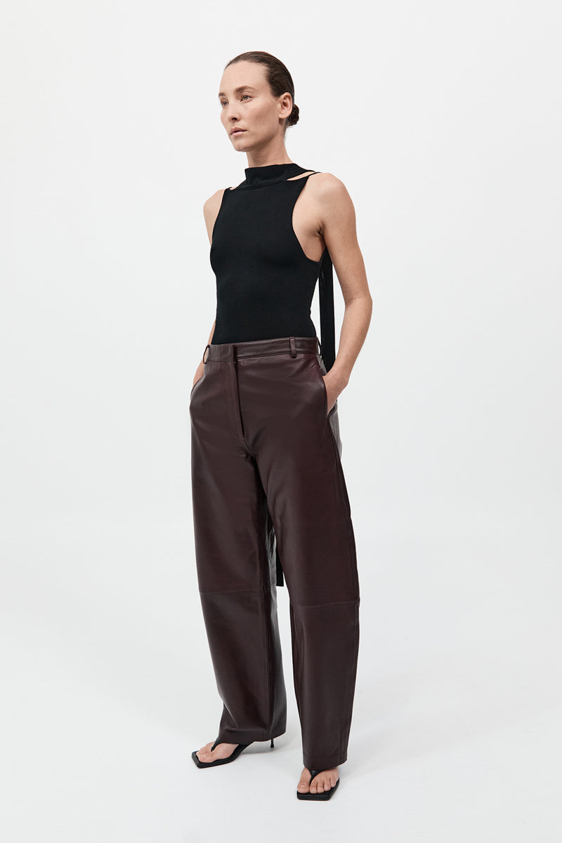 Leather Balloon Pants - Bordeaux
