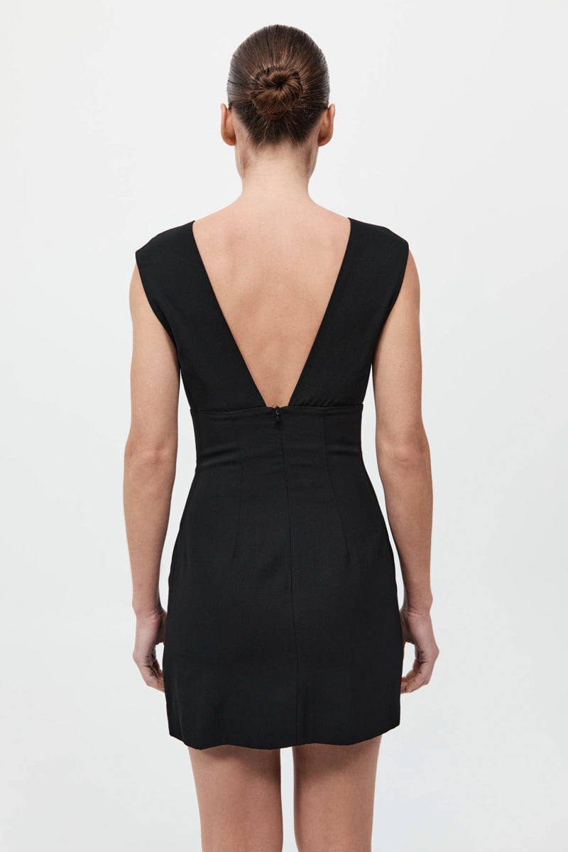 Plunge Mini Dress - Black