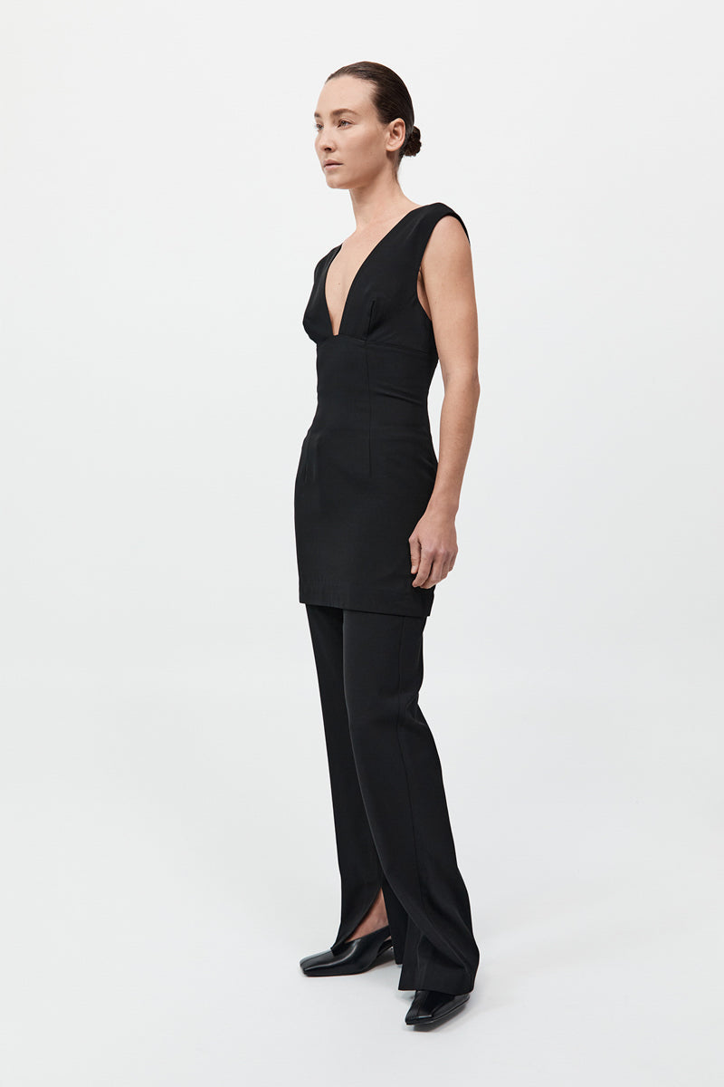 Plunge Mini Dress - Black