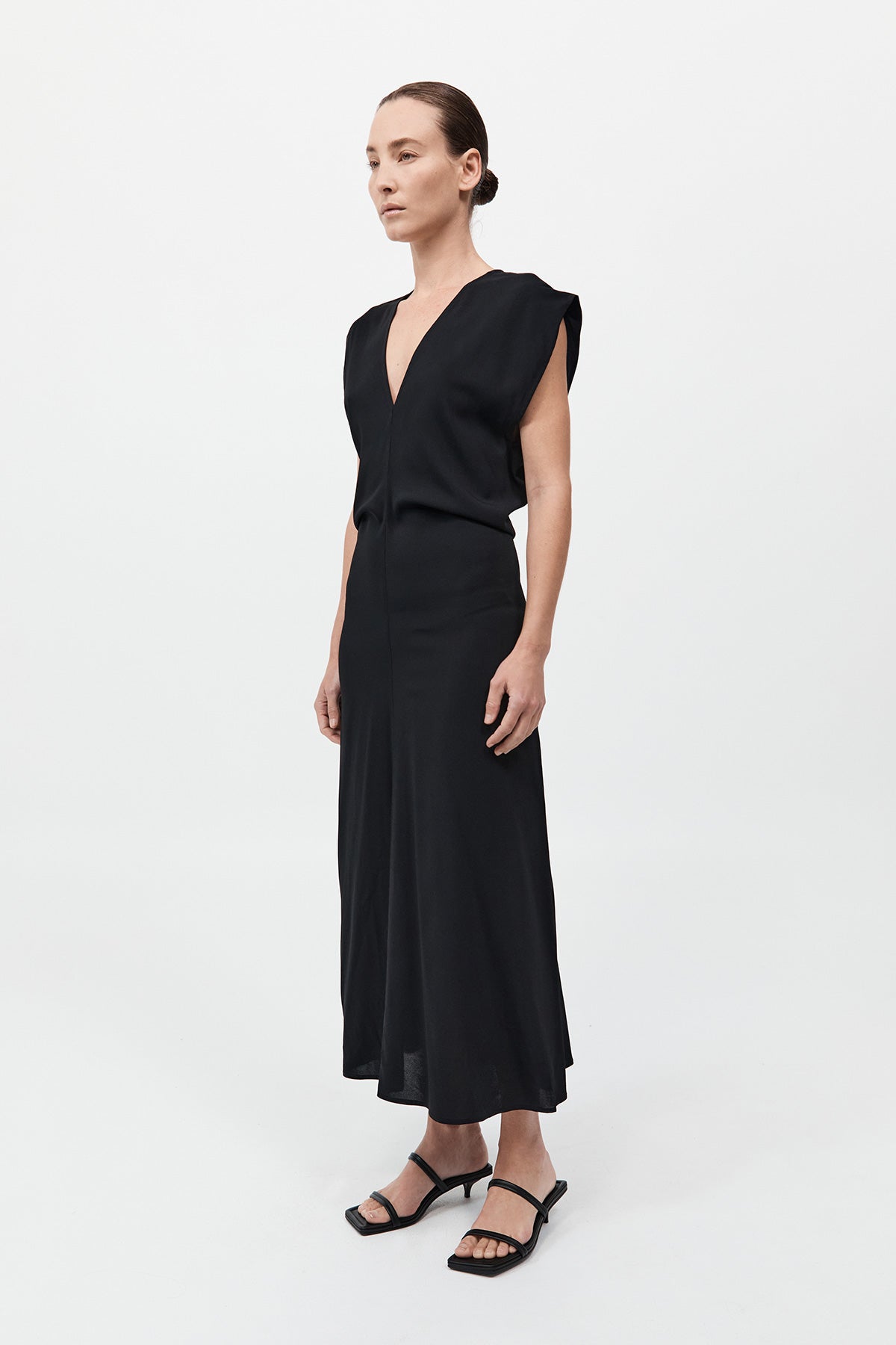 Plunge Drape Dress - Black
