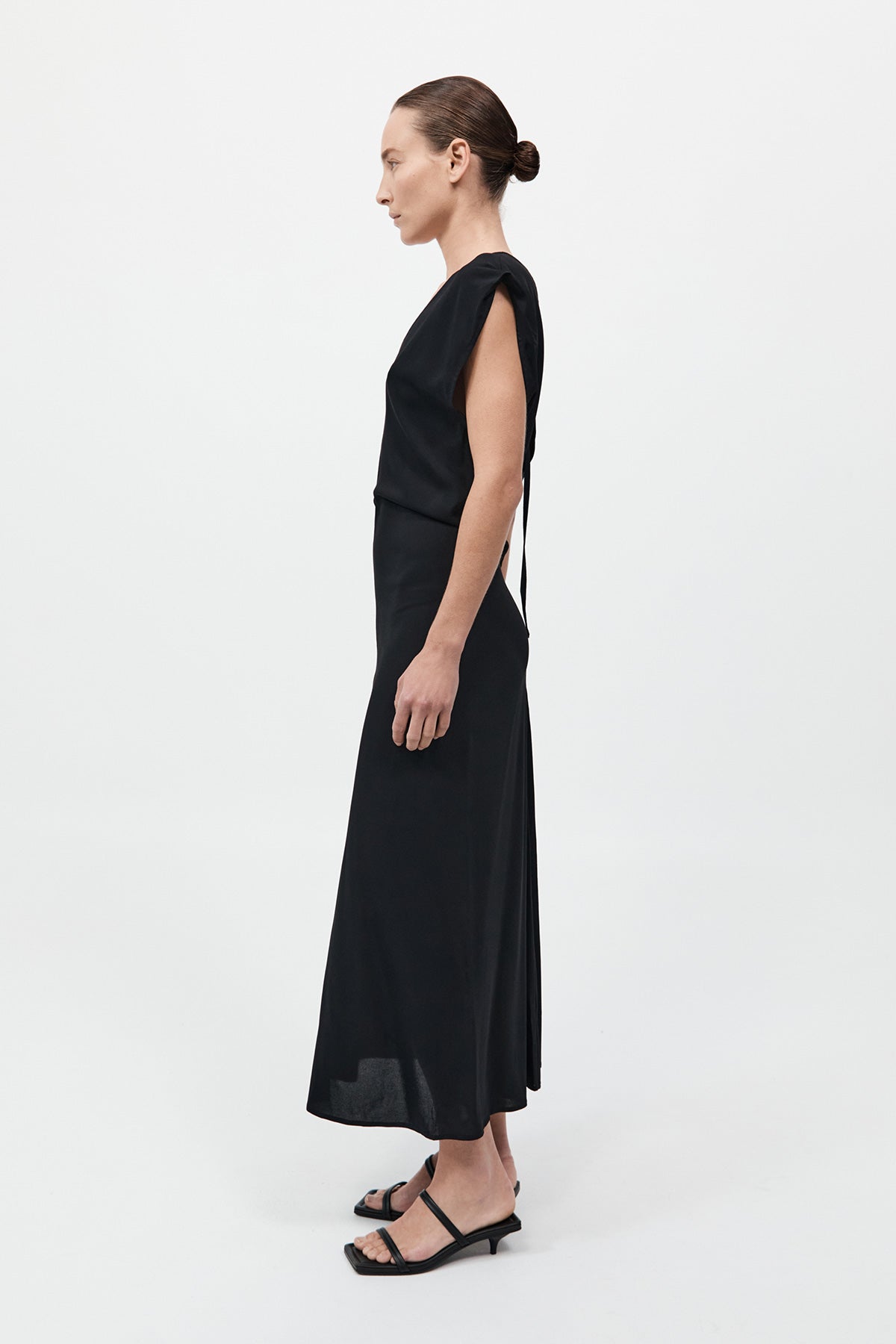 Plunge Drape Dress - Black