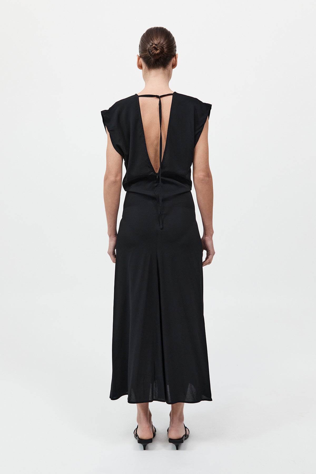 Plunge Drape Dress - Black