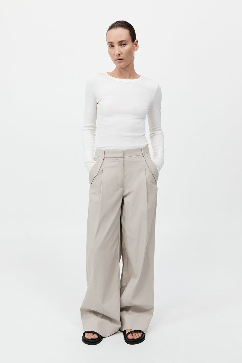 Utility Pleat Pants - Creme