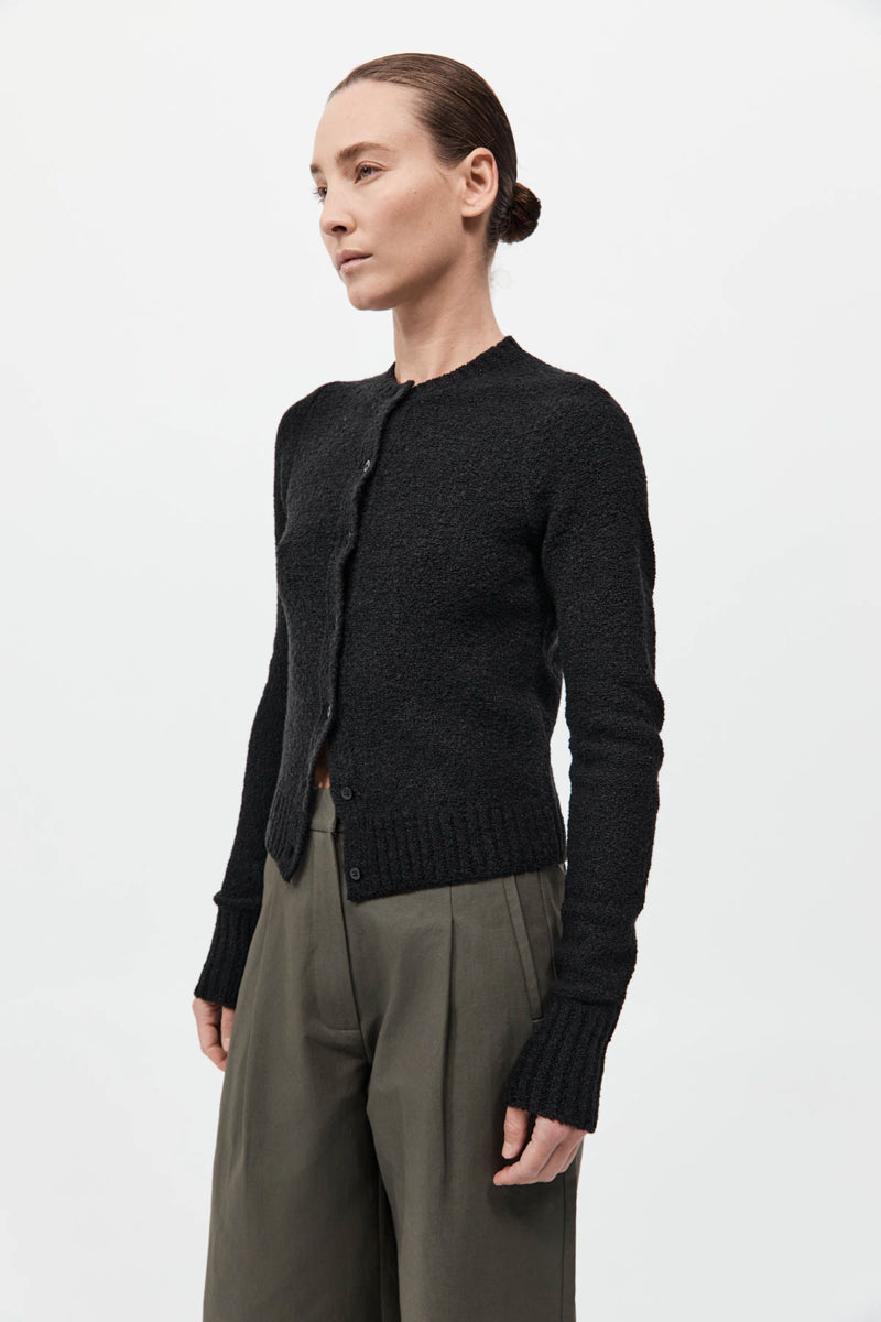 Boucle Wool Cardigan - Black