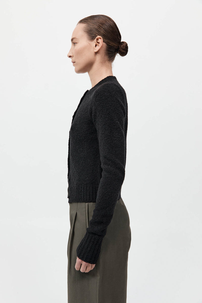 Boucle Wool Cardigan - Black