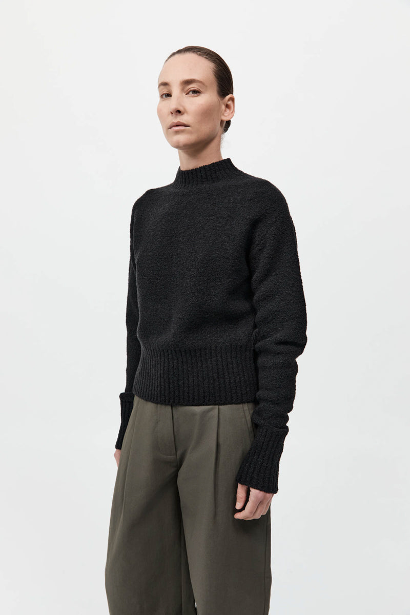 Boucle Wool Jumper - Black