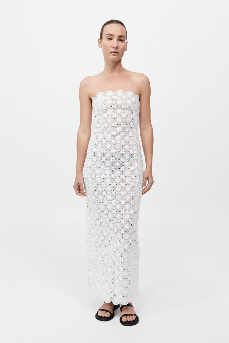 Doily Column Dress - White