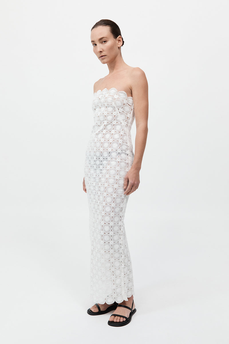 Doily Column Dress - White