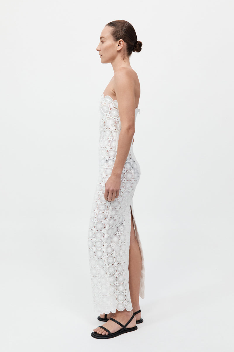 Doily Column Dress - White