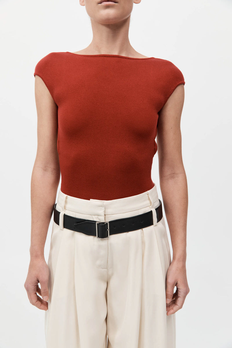 Sculpted Ballet Knit Top - Rosso