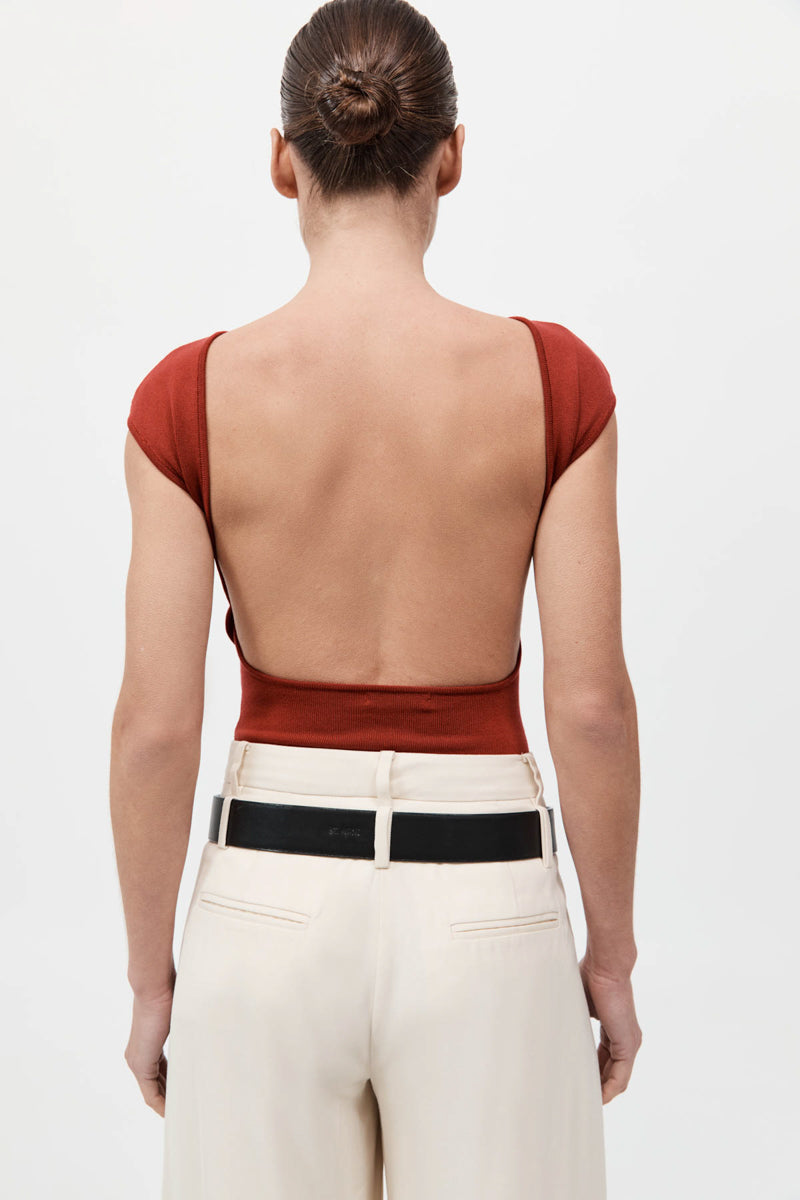 Sculpted Ballet Knit Top - Rosso